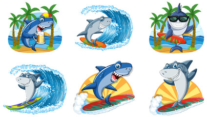 Different sharks in summer beach