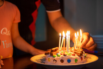 birthday cake with candles for a girl