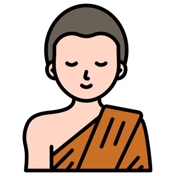 meditating monk orange robe cartoon clip art preview