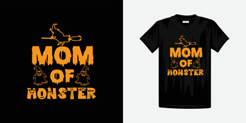 Mom of monster halloween typography design vector
