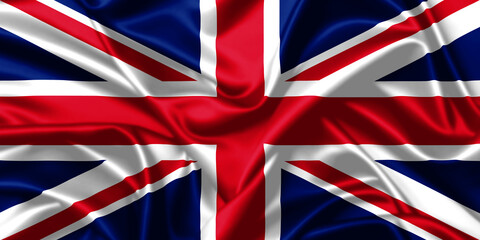 United Kingdom waving flag close up satin texture background