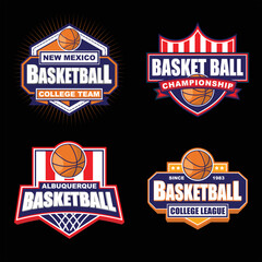 Basket Ball logo, with badge or emblem style for team or club or championship event