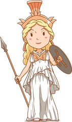 Cartoon character of Athena goddess.	