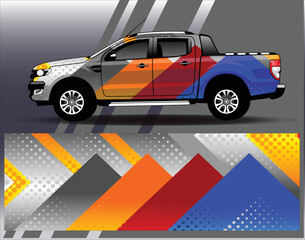 Car wrap design vector. Graphic abstract stripe racing background kit designs for wrap vehicle  race car  rally  adventure and livery
