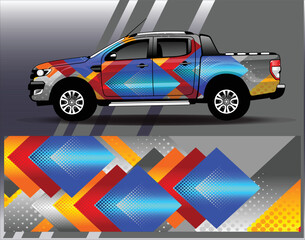 Car wrap design vector. Graphic abstract stripe racing background kit designs for wrap vehicle  race car  rally  adventure and livery
