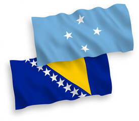 Flags of Federated States of Micronesia and Bosnia and Herzegovina on a white background