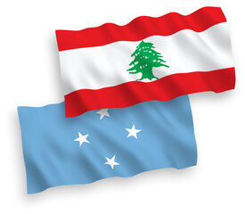 Fototapeta na wymiar Flags of Federated States of Micronesia and Lebanon on a white background