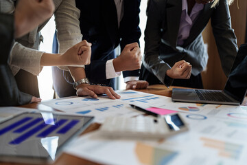 Fund business team has made a successful investment. Achievement triumph concept