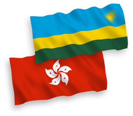 Flags of Republic of Rwanda and Hong Kong on a white background