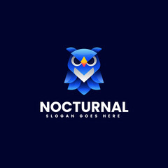 Vector Logo Illustration Nocturnal Gradient Colorful Style.