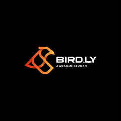 Vector Logo Illustration Bird Gradient Line Art Style.