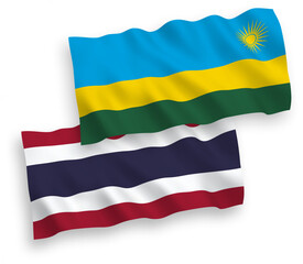 Flags of Republic of Rwanda and Thailand on a white background