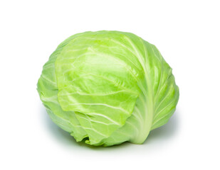 A typical cabbage with nice shape and color, isolated on white - obrazy, fototapety, plakaty