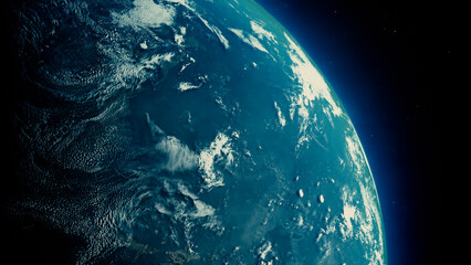 Earth Rotate From Space, 3d Rendering of Globe, Sunrise From Space, Abstract Background