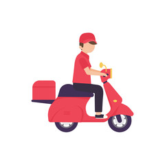 Fototapeta na wymiar Motorbike for food delivery service online ordering concept