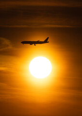 airplane in the sunset