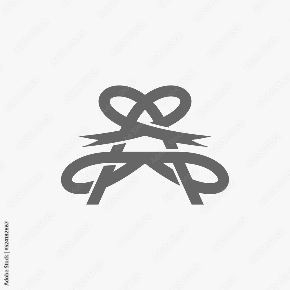 Poster simple and unique letter or word a font with tie ribbon or tape and love image graphic icon logo des