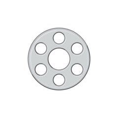 Metal ring gasket isolated realistic icon. Vector metallic industrial joint or flange, vehicle spare part, car fixing, repair and maintenance object. Sample of piping element, machinery equipment