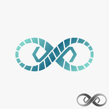 Simple and unique meta or infinity sign with cutting and bracket on side image graphic icon logo design abstract concept vector stock. Can be used as symbol tech to application 