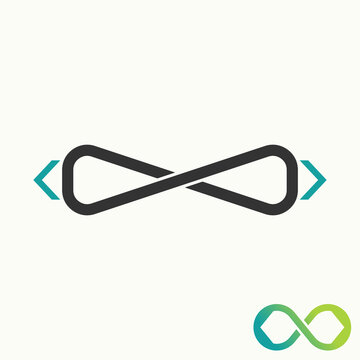 Simple and unique meta or infinity sign with cut and bracket on left right side image graphic icon logo design abstract concept vector stock. Can be used as symbol tech to application 