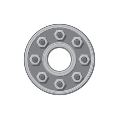 Adapter sleeve component, locating bearings with tapered bore in cylindrical seating isolated realistic icon. Vector smooth or stepped shafts, wheel nuts and round disk, car spare part vehicle detail