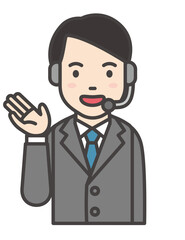 Illustration of a man wearing a headset guiding