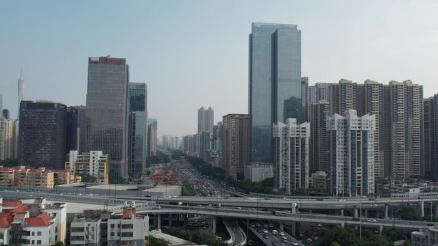 aerial photography guangzhou city modern building landscape skyline