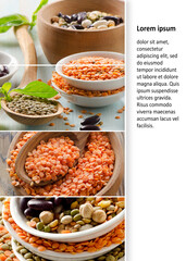 Collage made of beans and lentil.