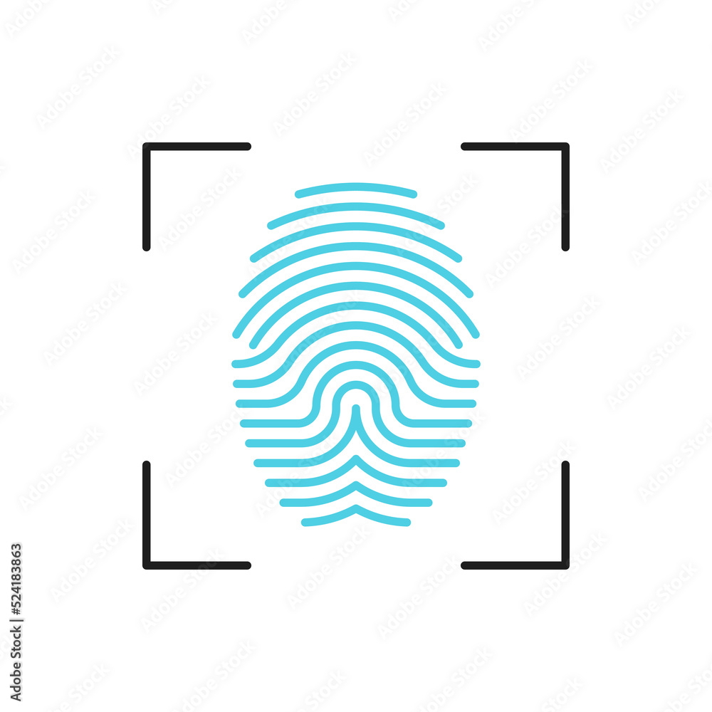 Aufkleber fingerprint scanner technology outline icon. biometric identification and verification, information 