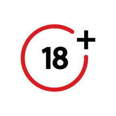 Obraz premium Eighteen plus icon in flat style. 18+ vector
