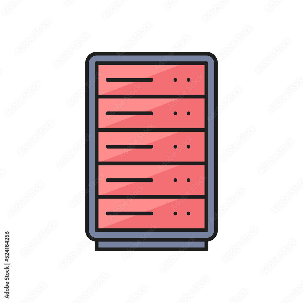 Leinwandbilder data center outline icon with computer servers rack. cloud storage, datacenter technology and inform