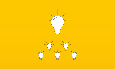 Group of illuminated bulbs. Innovation concept and working group success. Vector illustration