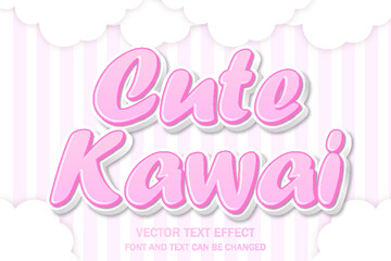 pink cute kawaii cloud 3d editable text effect font style typography lettering template background wallpaper