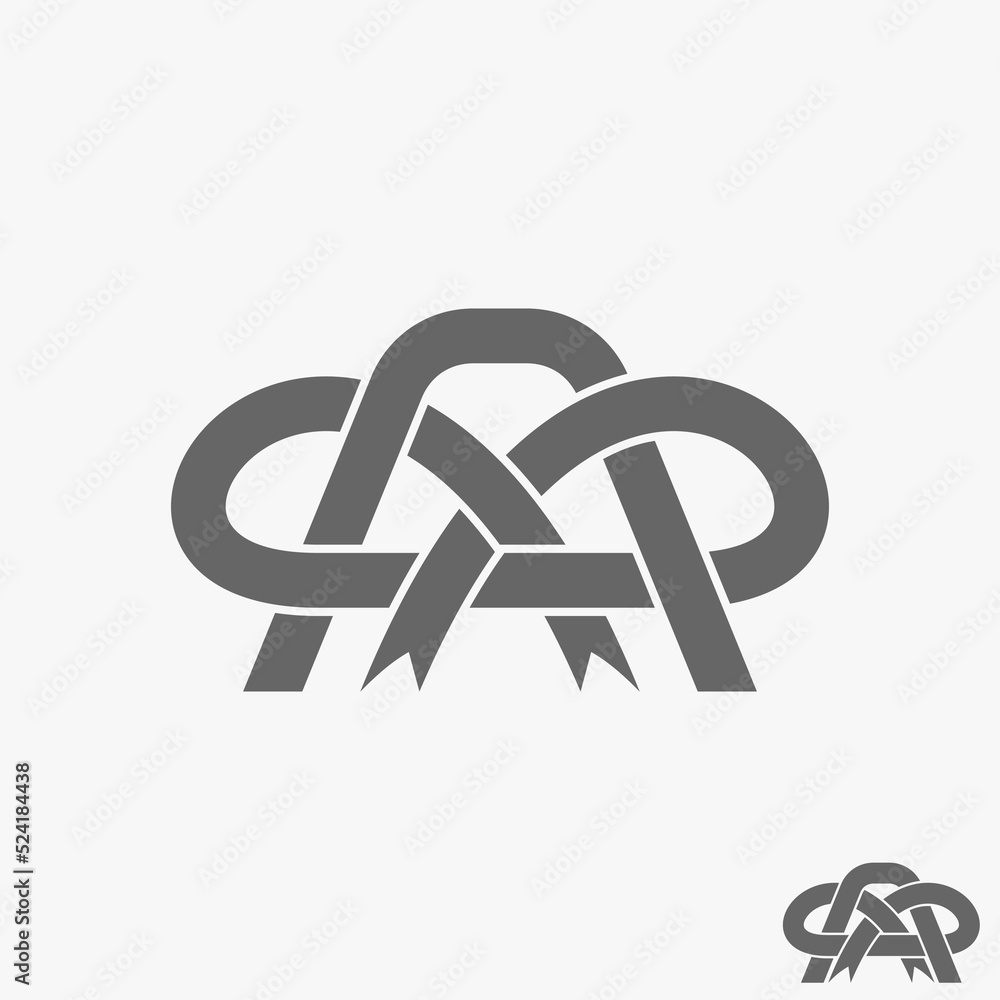 Poster simple and unique letter or word a font with tie ribbon or tape image graphic icon logo design abstr
