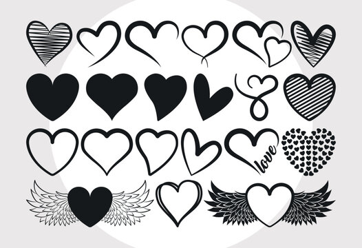Cute girly stickers cartoon doodle hearts Vector Image