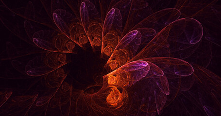 3D rendering abstract colorful fractal light background