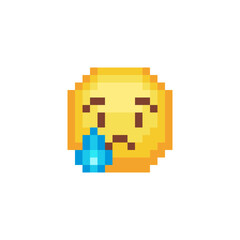 Crying face. Smiley emoticons face. Pixel art icon. Cartoon style. 8-bit. Isolated abstract vector illustration.