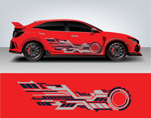 Obraz premium Vinyl sticker Decals set for Car truck mini bus modify Motorcycle. Racing Vehicle Graphic kit isolated vector design race Elegant stripes. modern red technology background for wrap 