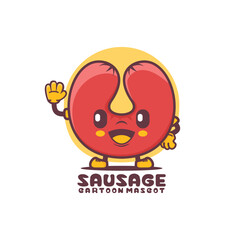 cute sausage cartoon mascot. food vector illustration