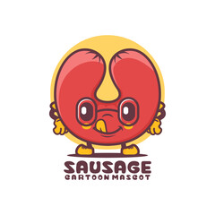 cute sausage cartoon mascot. food vector illustration