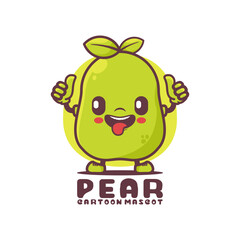 Pear cartoon mascot. fruit vector illustration