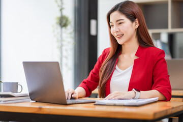 Business Documents, Auditor business Asian woman checking searching document legal prepare paperwork report analysis TAX time, accountant Documents data contract partner deal in the workplace.
