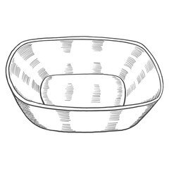 round bowl Kitchenware isolated doodle hand drawn sketch with outline style