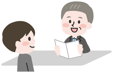 面接をする人物のイラスト 