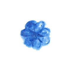 Abstract creative flower blue color watercolor stain isolated. Watercolor hand drawn texture for backgrounds
