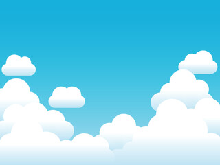 雲の青空のカラーグラデーション背景イラスト