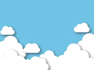 奥行きのある雲と青空のシンプル背景イラスト