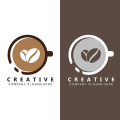 Beans And Coffee Cup Logo Template vector icon design