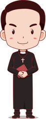 Cartoon character of catholic priest.