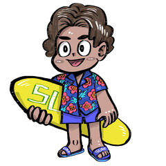 boy with a surfing board